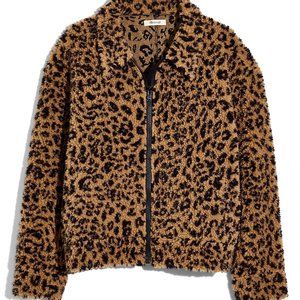 madewell Leopard Spot Faux Shearling Bomber Jacket
